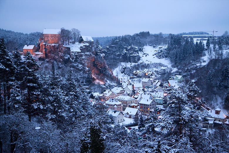 Burg Pottenstein, Winter, Schnee, Fränkische Schweiz